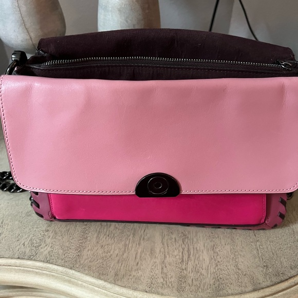 Coach 1941 Whipstitch Colorblock Pink Dreamer Hobo 76034 - Picture 8 of 12